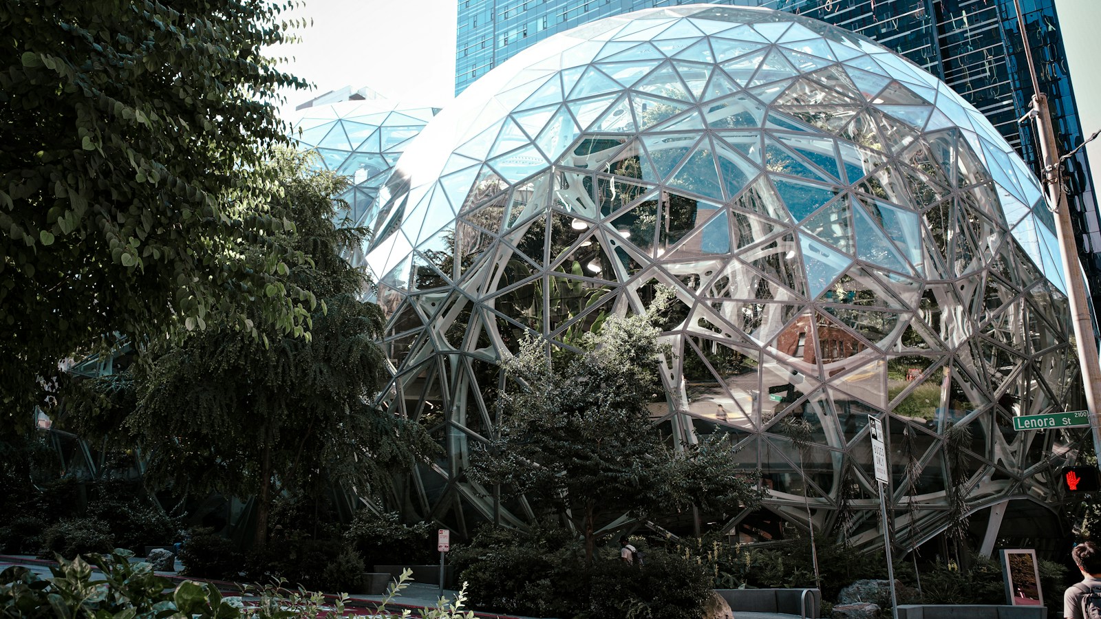 Amazon headquarters glass Spheres in Seattle, photographed in 2025.